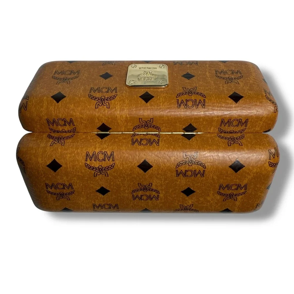 MCM Cognac Eyeglasses Case Hard Shell Monogram Designer Sunglasses Case - Picture 5 of 11